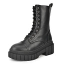 READYSALTED Women's Ankle Low Heel Platform Combat Biker Boots HONGO2-BK Size 9 - Brand New