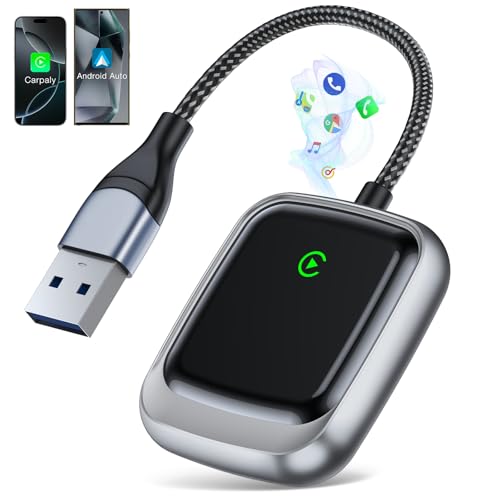 GUOWO Carplay Android Auto Wireless Adapter 2-in-1 Converts Wired, A23 - GRAY - Like New