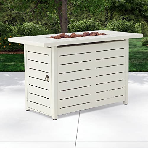 ROYAL GARDEN PROPANE FIRE PIT, 42" RECTANGULAR, TM22RTFTCRM - CREAM - Like New