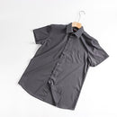 FAHIZO Men Short Sleeve Button Up Stretch Shirt Pocket, DUSTY GRAY, Size L - Brand New
