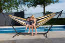 VIVERE DOUBLE COTTON HAMMOCK, Space Saving Steel Stand, UHSDO9-25 - Desert Moon - Like New