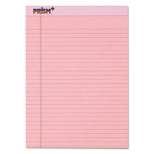 TOPS PRISM WRITING PADS, LEGAL RULE, PINK, PERFORATED 50 SHEETS 12 PACK (63150) - Brand New