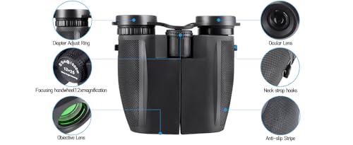 DECOFORU 12X25 BINOCULARS FOR ADULTS WITH LOW LIGHT VISION - BLACK - Like New