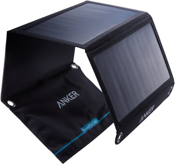 Anker 21W 2-Port USB Portable Solar Charger Power Port AK-A2421011 - Black Like New