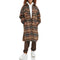 LEVI'S WOMEN LONG PLAID FLANNEL SHIRT JACKET BROWN PLAID SIZE S - Brand New