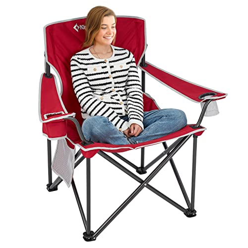 KINGCAMP PORTABLE FOLDING CAMPING QUAD CHAIR OVERSIZED FULLY CUSHIONED - RED - Like New
