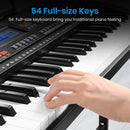 MOUKEY 54-KEY ELECTRONIC KEYBOARD WITH MICROPHONE AND MUSIC STAND - BLACK - Like New