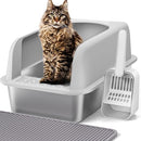 HENKELION STAINLESS STEEL CAT LITTER BOX WITH LID, 20" L X 14.2" W X 11.8" H - Like New