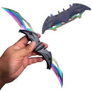 IWROT DARK BAT KNIGHT DOUBLE BLADE FOLDING POCKET KNIFE SPRING ASSIST - BLACK - Like New