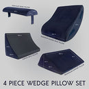 LUXE CASA 4 PCS ORTHOPEDIC BED WEDGE PILLOW SET TRIANGLE MEMORY FOAM - BLUE - Like New