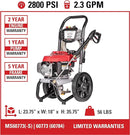 Simpson Cleaning MS60773(-S) MegaShot 2800 PSI Gas Pressure Washer - Red/Black - Like New