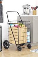 WHITMOR EXTRA LARGE UTILITY FOLDABLE SHOPPING CART WHEELS 100 LB - BLACK - Like New