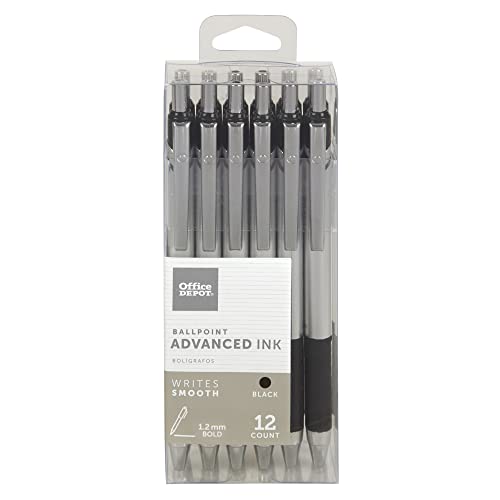 Office Depot Advanced Ink Retractable Ballpoint Pens, Pack Of 12 - Brand New