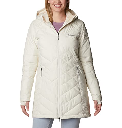 Puffy Columbia Women's Heavenly Long Hooded Jacket Chalk Size L - Brand New