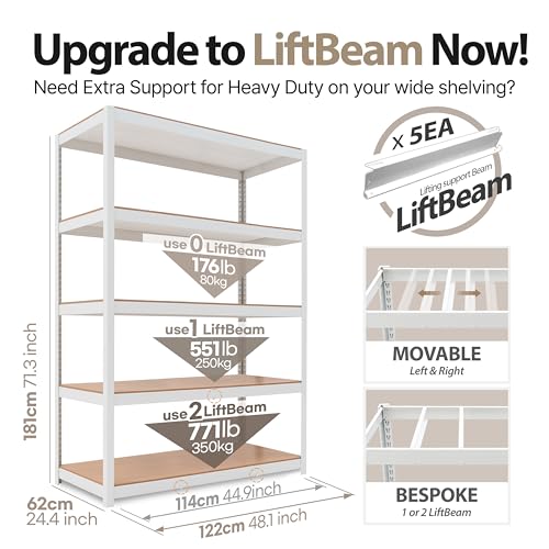 HOMEDANT HOUSE LIFT-BEAM WHITE BOLTLESS HEAVY DUTY GARAGE STORAGE SHELVING - Like New