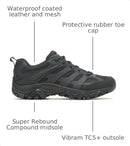 MERRELL WORK MOAB 3 TACTICAL MEN'S SHOES BLACK : 11 M, FABRIC/LEATHER - Brand New