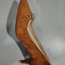 DELLYERISHOP WOMENS KITTEN HEELS PUMPS DRESSY LOW HEEL POINTED TOE - 9 - BROWN - Like New