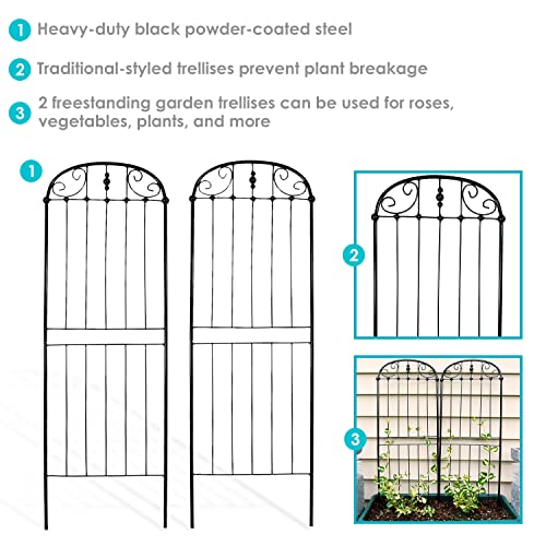 Sunnydaze 32" Traditional Decorative Outdoor Trellis, Set of 2, 784 - Black - Like New