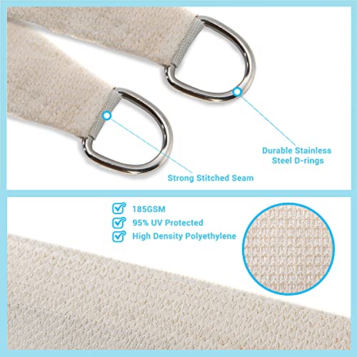 AsterOutdoor Sun Shade Sail Rectangle 10' x 13' UV Block Canopy Outdoor Cream - Like New