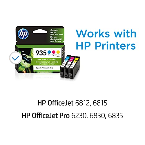 HP STORE HP 935 CYAN MAGENTA YELLOW INK CARTRIDGES 3-PACK WORKS WITH 6810 - Brand New
