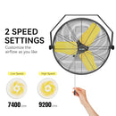 CCGIRU 9200 CFM 24" Industrial Wall Mount Fans High Velocity 2-Speed - YELLOW - Like New