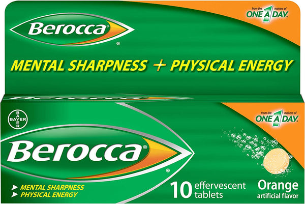 Berocca Energy Vitamin Supplement Orange Flavor 10CT (CMG) Pack of 1 New