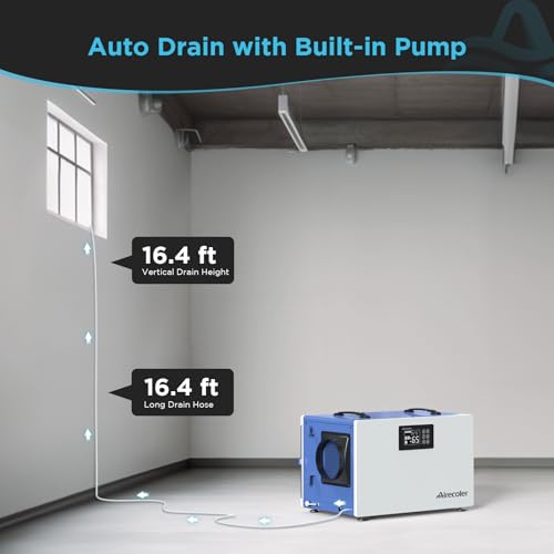 AIRECOLER 170 PINTS COMMERCIAL DEHUMIDIFIER WITH PUMP GT-XP7 - BLUE / WHITE - Like New