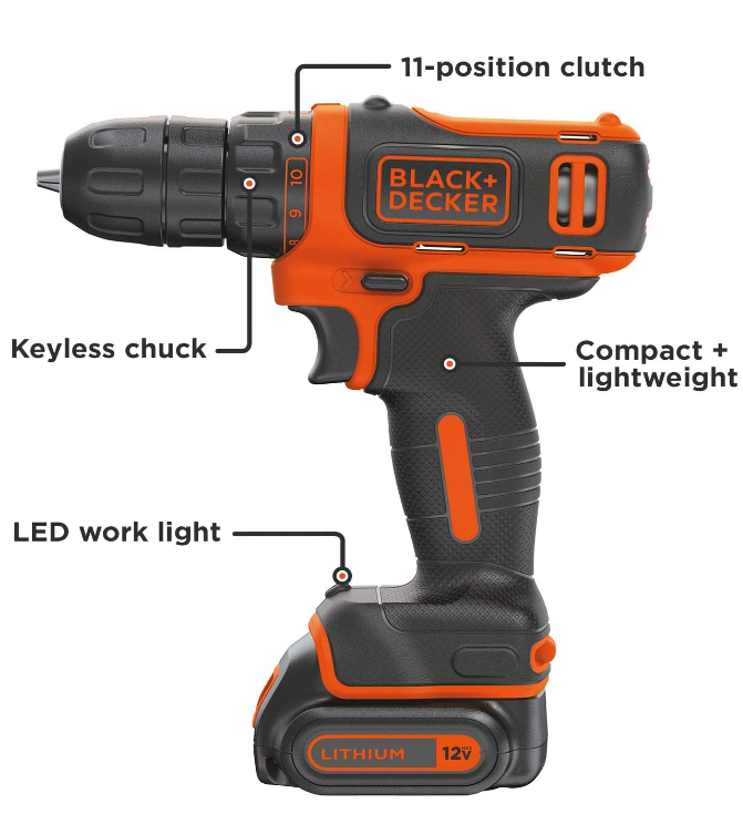 BLACK+DECKER 12V MAX Cordless Drill/Driver BLACK LDX112 - Like New