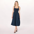 SS25-54 THE DROP WOMEN'S TINA SCOOP NECK BUBBLE HEM DRESS BLUE SIZE S - Like New