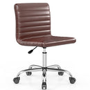 SMUG DESK CHAIR ARMLESS OFFICE CHAIR LEATHER SWIVEL GOLFBALL MID BACK - BROWN - Like New