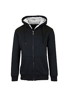 Q-ACTIVE MEN'S SHERPA LINED FLEECE ZIP-UP HOODIE - SIZE: MEN M - BLACK - Like New
