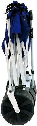 Meda All Terrain Utility Collapsible Foldable Beach Wagon Cart - BLUE /WHITE - Like New