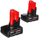 Milwaukee 48-11-2412 Twin Pack of 3.0 Amp Hour Extended Capacity 12V Lithium - Like New