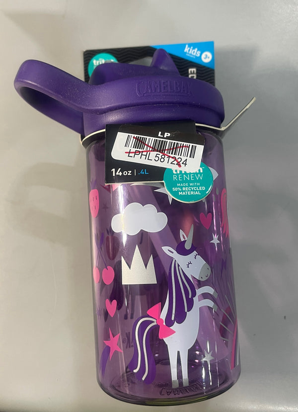 CAMELBAK EDDY UNICORN KIDS TRITAN RENEW WATER BOTTLE, 14 OZ - PURPLE - Like New