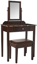 Crown Mark Iris Vanity Table/Stool, Espresso Finish - Brand New