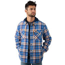 FIELD & STREAM MEN'S WIDGEON WAFFLE HOODED FLANNEL SHIRT 2XL SECURE BLUE PLAID - Like New