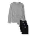 AMAZON ESSENTIALS MEN M PACK 6 SLIM FIT CREW NECK LONG SLEEVE BLACK/GRAY - Brand New