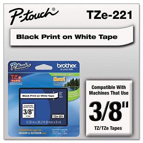 Brother P-Touch® Label Maker TZ Laminated Tape Cartridge 0.38" x 26.2' - White - Brand New