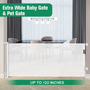 KISKIZ 122" Extra Wide Baby Gate Large Openings Indoor Outdoor Gate - WHITE Like New