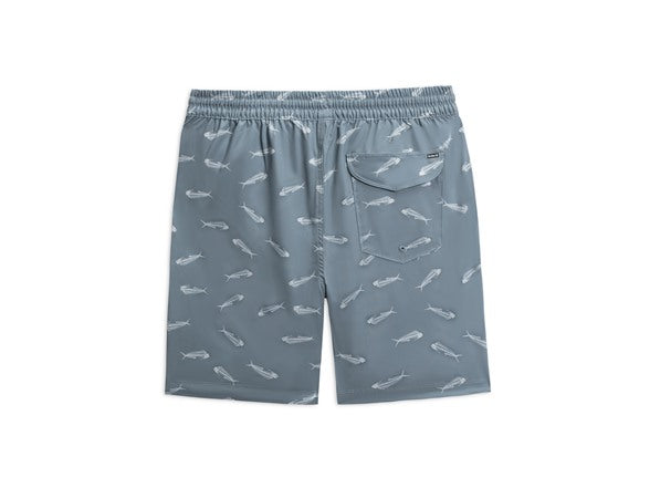 HURLEY DITSY BONE SWIM SHORTS - SIZE: MEN L - GRAY/BLUE - Brand New