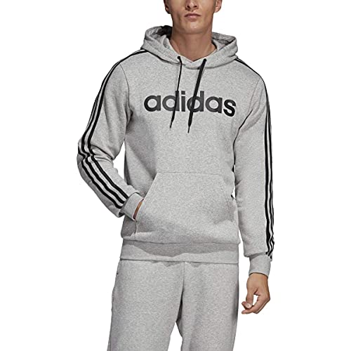 ADIDAS MEN'S ESSENTIALS 3-STRIPES FLEECE HOODED SWEATSHIRT 2XL - HEATHER GRAY - Brand New