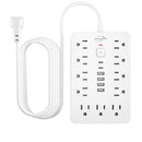JOULE 6 FT FLAT PLUG SURGE PROTECTOR POWER STRIP 11 MULTIPLE AC OUTLETS - WHITE - Like New