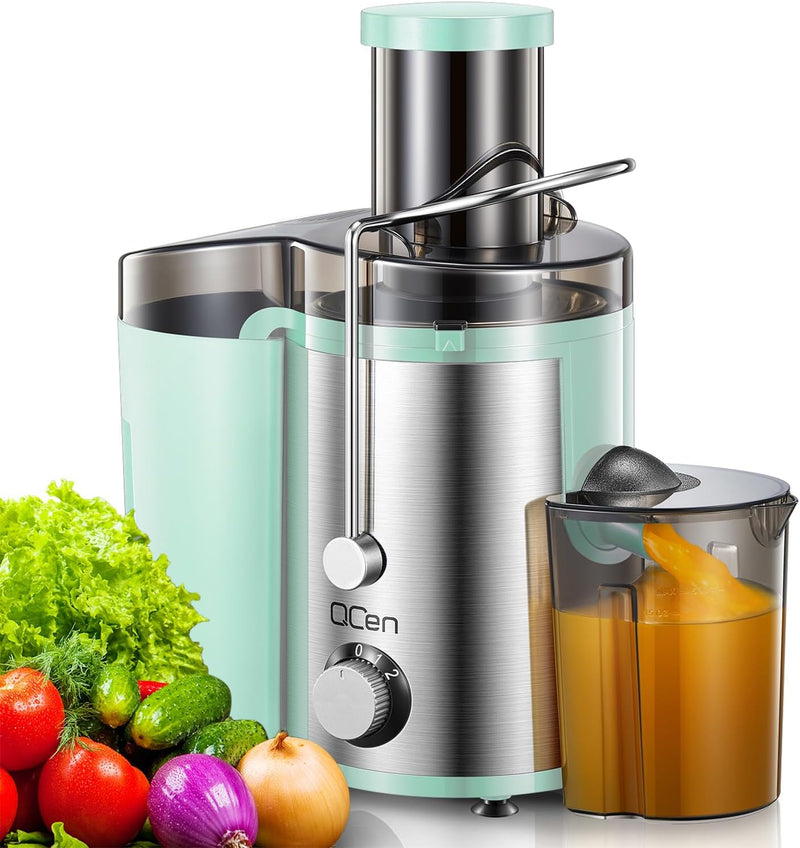 QCEN Juicer Machine 800W Centrifugal Juicer Extractor w/ 3” Mouth KS-500H - Aqua Like New