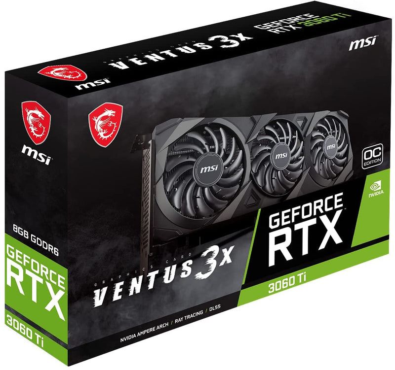 MSI Gaming GeForce 8GB Torx Fan OC Graphics RTX 3060 Ti Ventus 3X 8G OC LHR - Like New
