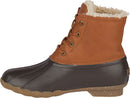 SPERRY SALTWATER WINTER LUXE LEATHER DUCK BOOT - SIZE: WOMEN 9 - TAN/DARK BROWN - Like New
