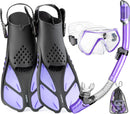 CAPAS SNORKEL MASK FINS SET - SIZE: WOMEN S - PURPLE - Like New