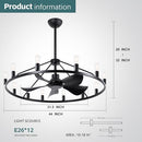 COCOSTAR Wagon Wheel Ceiling Fan with Lights Large Farmhouse Ceiling Fan - Brand New