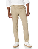 AMAZON ESSENTIALS MEN'S SLIM-FIT WRINKLE-RESISTANT FLAT-FRONT TAN 32W X 28L - Brand New