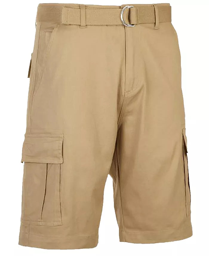 BLU ROCK MEN'S FLEX STRETCH CARGO SHORTS 30 - KHAKI - Brand New