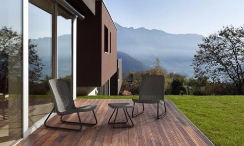 KETER 17197637 RIO 2 SEATER RATTAN OUTDOOR PATIO GARDEN FURNITURE SET - GRAPHITE - Like New